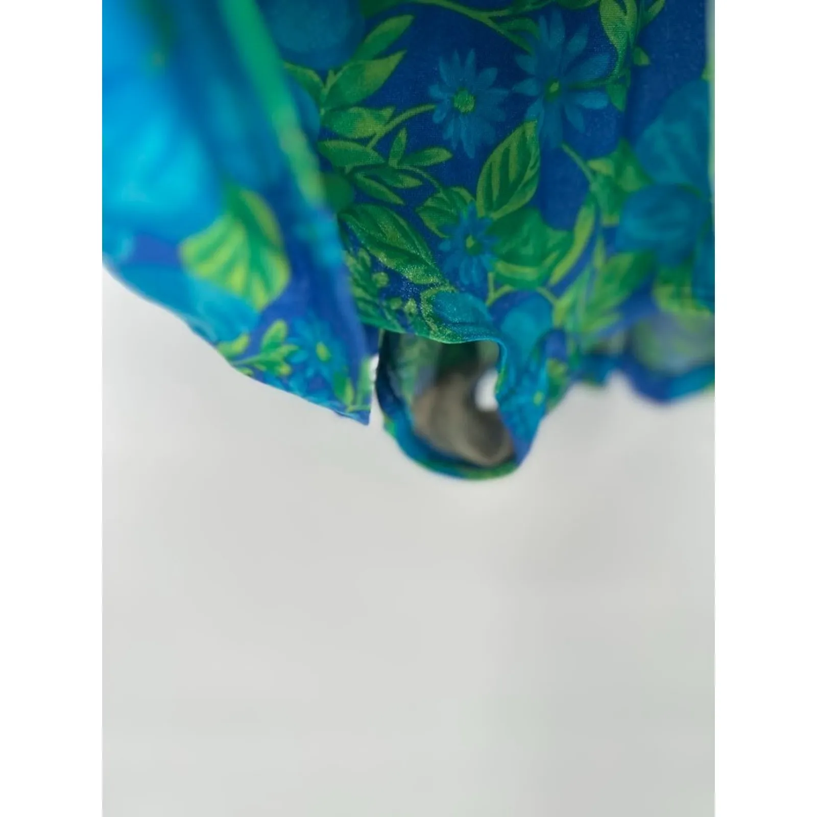 Vintage MAXINE Of HOLLYWOOD Swimsuit Womens 12 One Piece Swimdress Floral Blue - Image 4