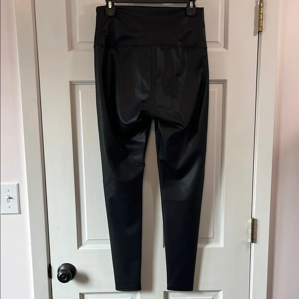 NWOT Amazon Sleek Black Faux Leather High Waisted Leggings - Size Large - Image 7