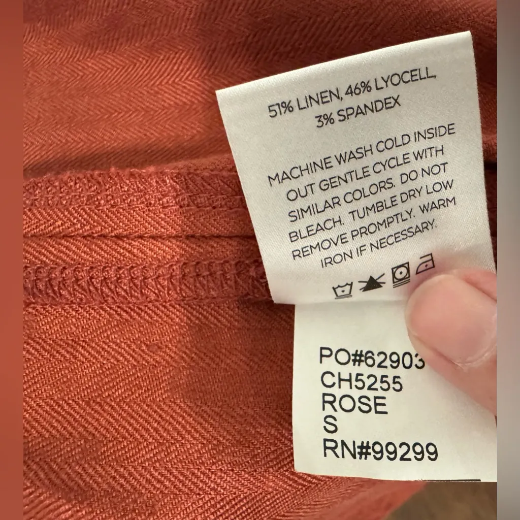 NWT Level 99 Rachel Stretch Linen Blend Blazer Rose Size Small Open Front Red - Image 9