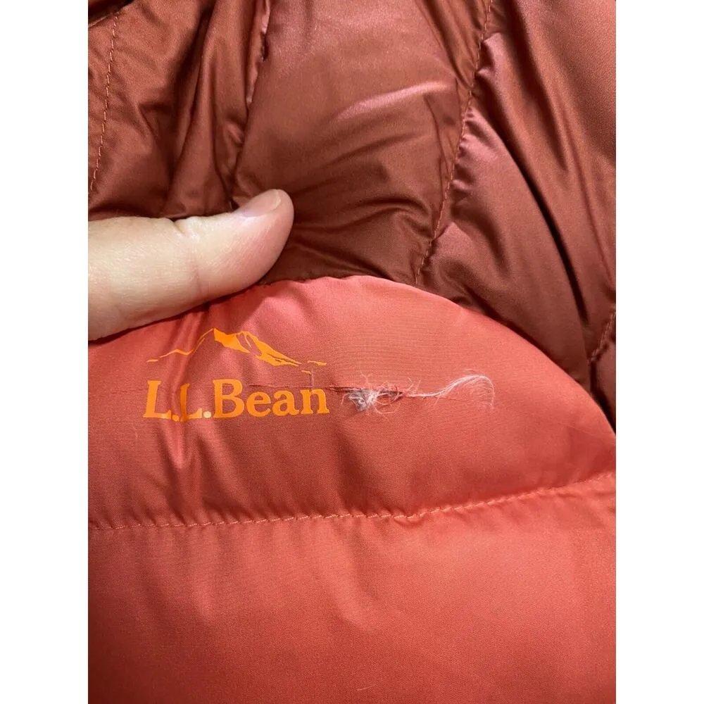 L.L. Bean Puffer Jacket Womens Small Orange Brown Long Sleeve Zip Up Outdoor C6 - Image 3
