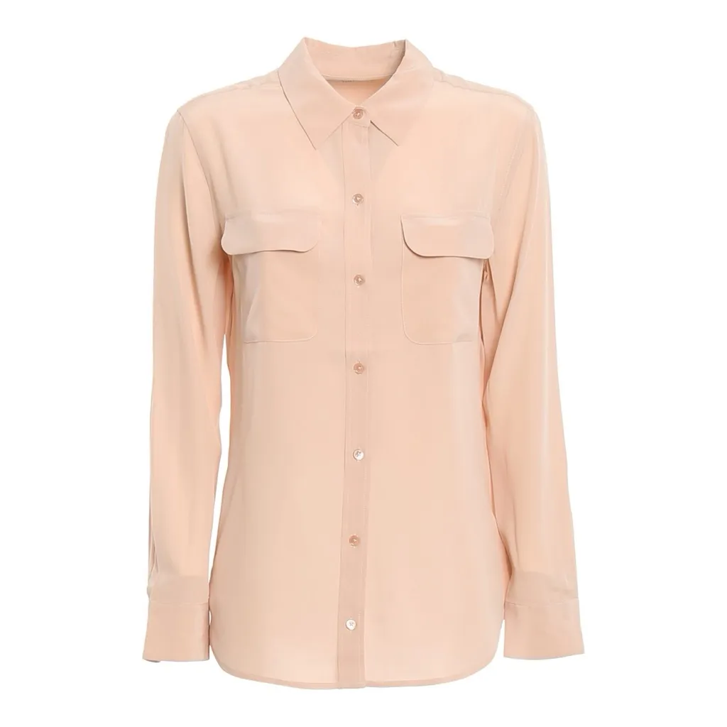 Equipment Femme Long Sleeve Silk Crepe Button Down Shirt In Smoke Rose - Image 2