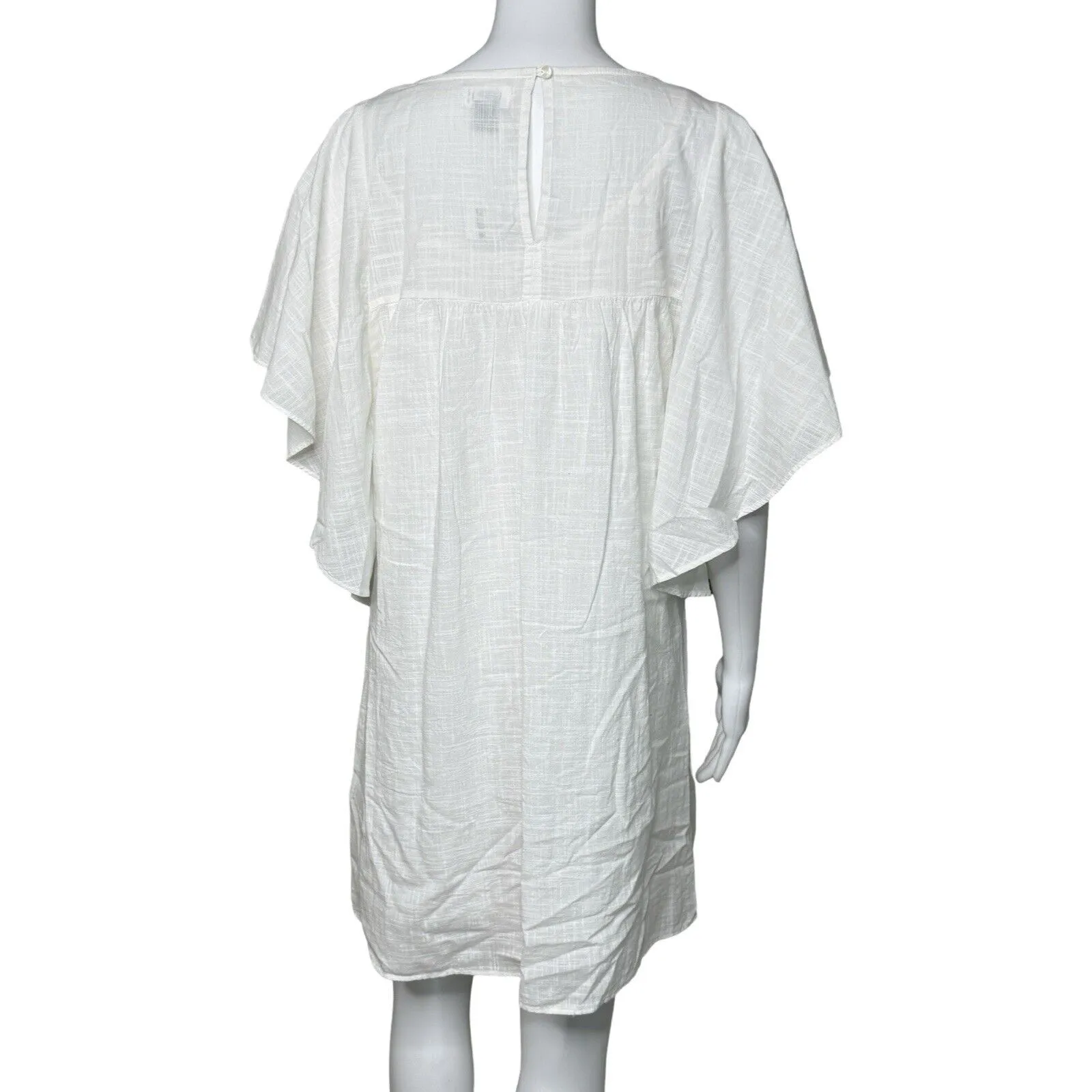 Old Navy Tunic Dress Womens Medium White Flutter Sleeve Square Neck Boho‎ - Image 4