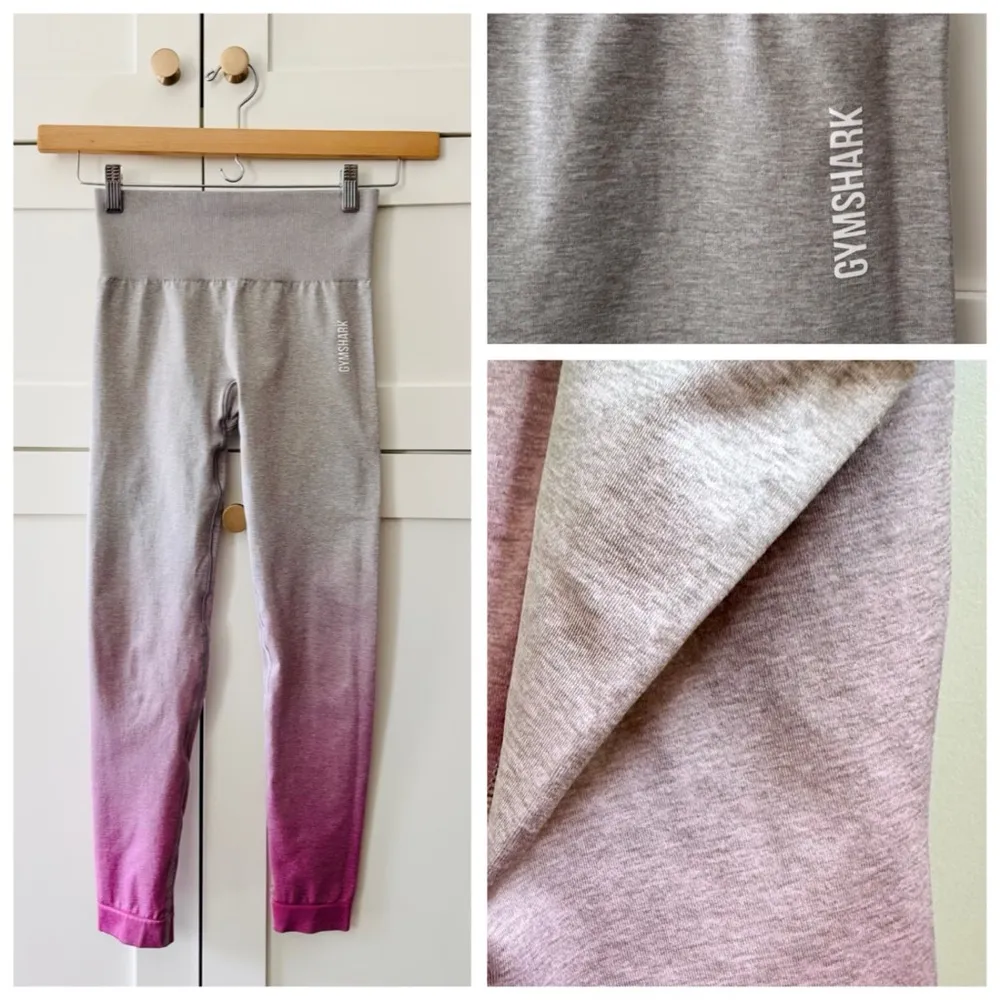 GYMSHARK Adapt Ombre Seamless Leggings, Light Grey Marl / Shell Pink sz. S - Image 12