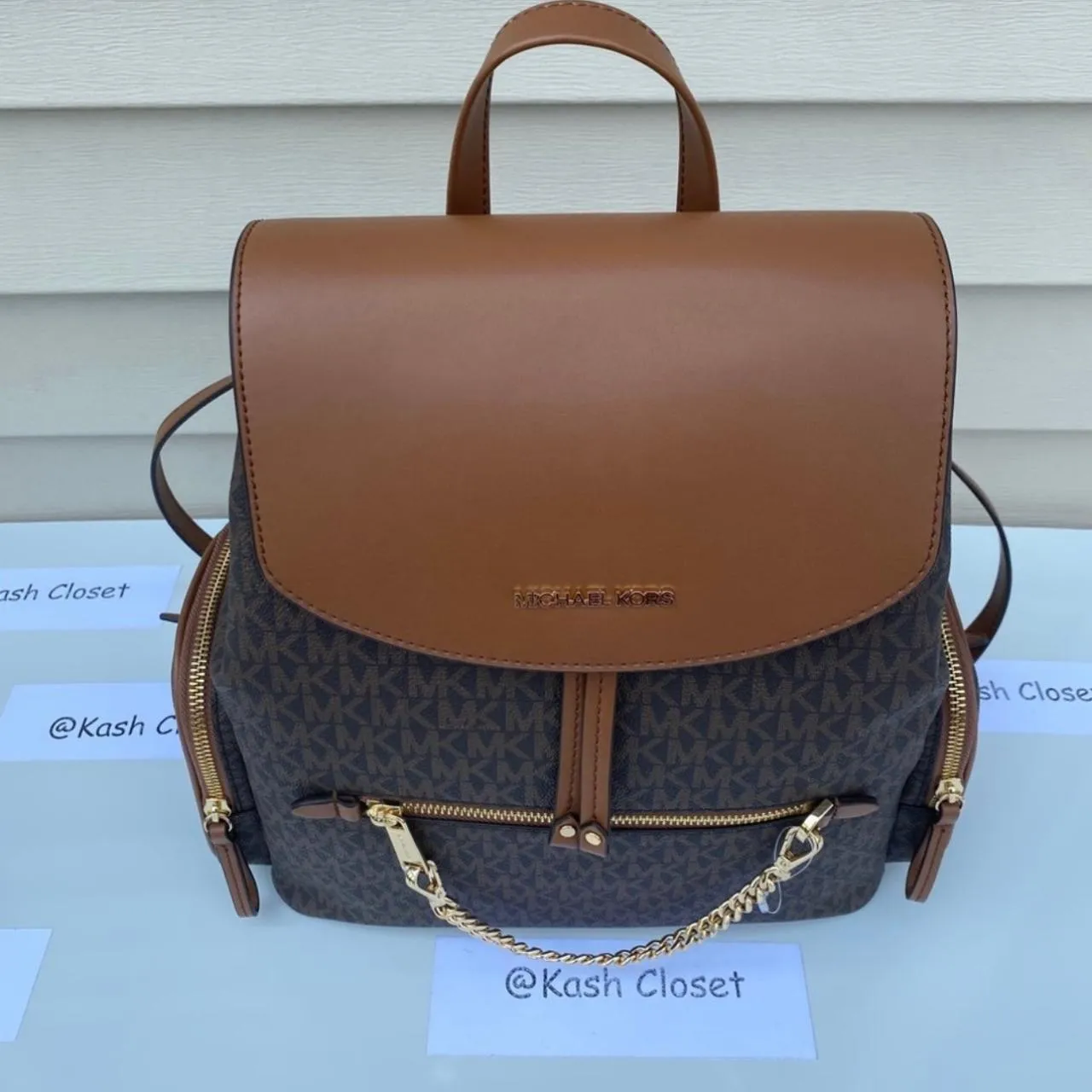 Brown Jet Set Large Chain Backpack - Image 5