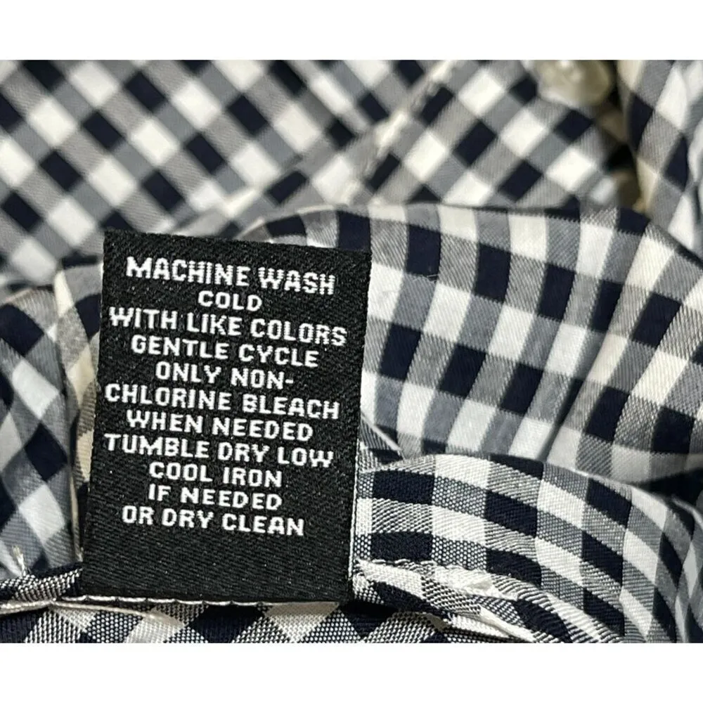 Premise Studio Women's Button Front Shirt Top Navy White Gingham Size 0X - Image 8