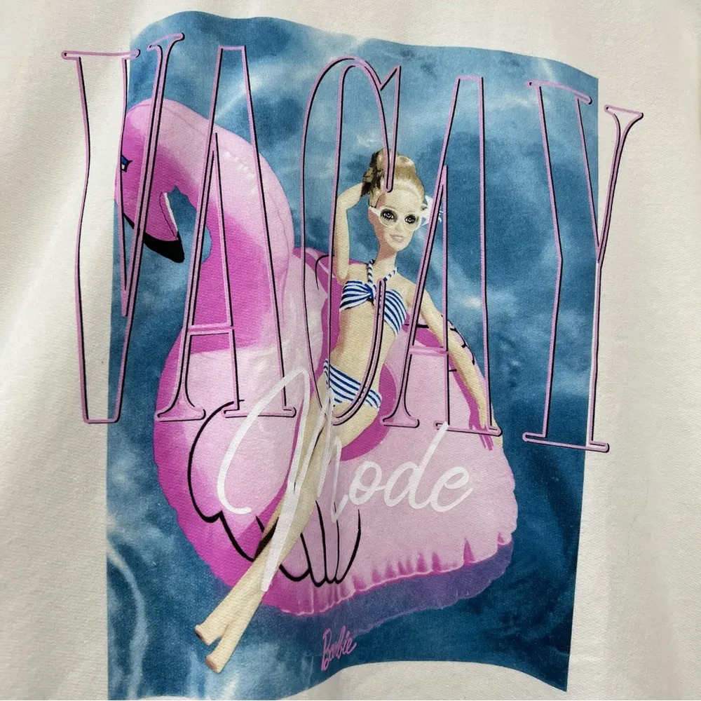 Barbie NWOT Women's Pullover Sweater Sz S vacay mode FLAWED - Image 3