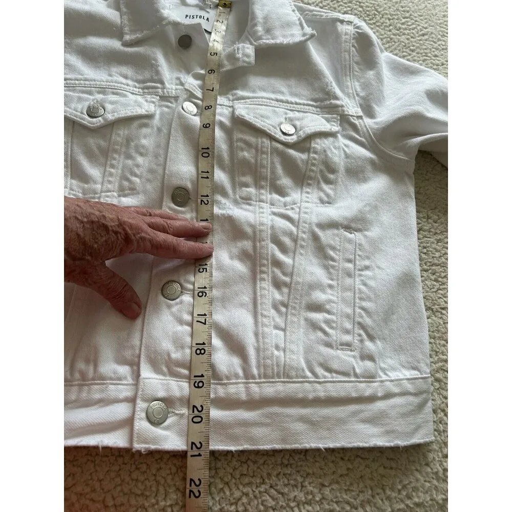 Pistola Women’s Saba “ Blizzard White“ Denim Trucker Jean Jacket Size S - Image 8