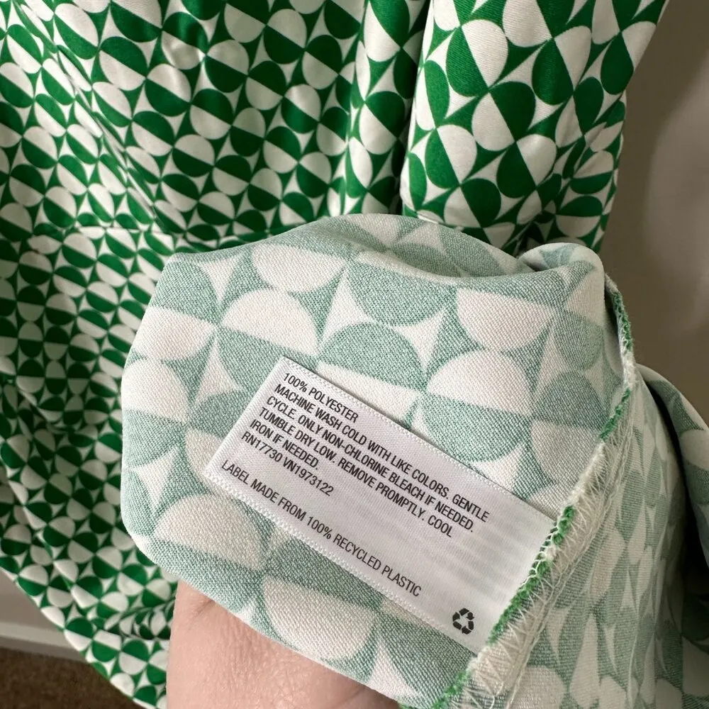 Ava & Viv Satin Green Geometric Slip Dress Women's 3X - Image 5