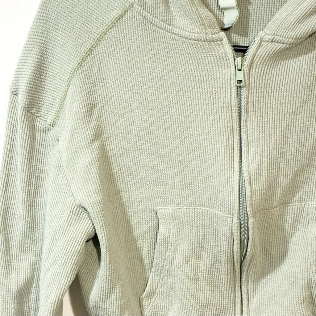 Skims Kim Kardashian Green Cropped Waffle Knit Hooded Full Zip Size Small - Image 2