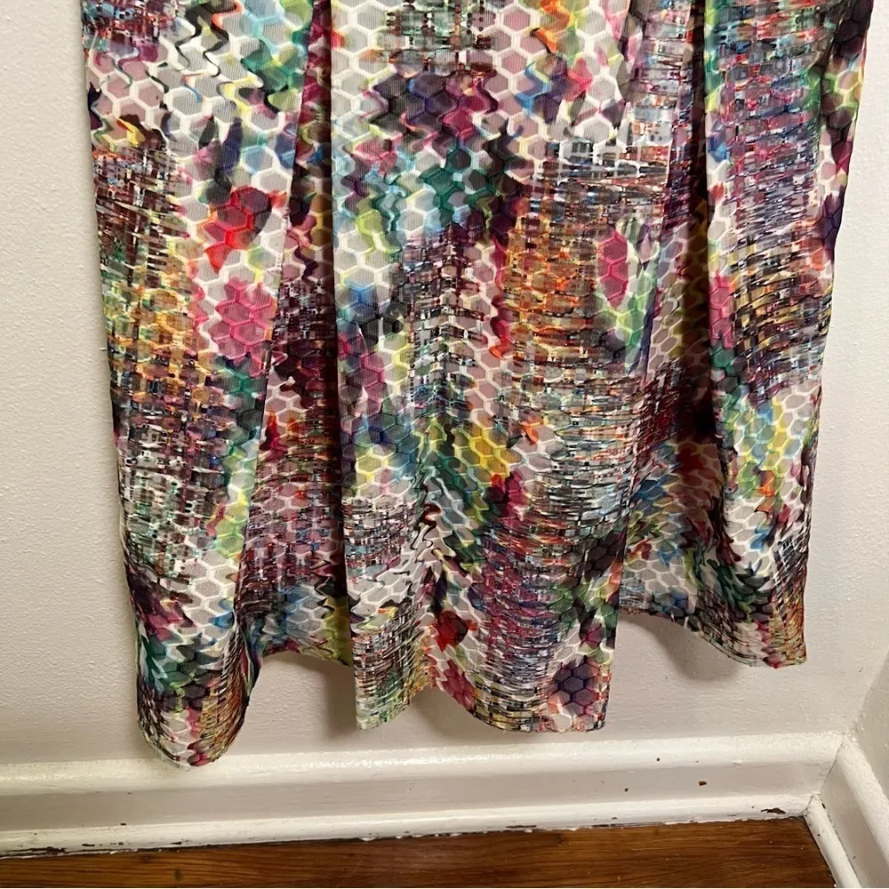 New York & Co Sleeveless Fit & Flare Dress Textured Geometric 10 - Image 4