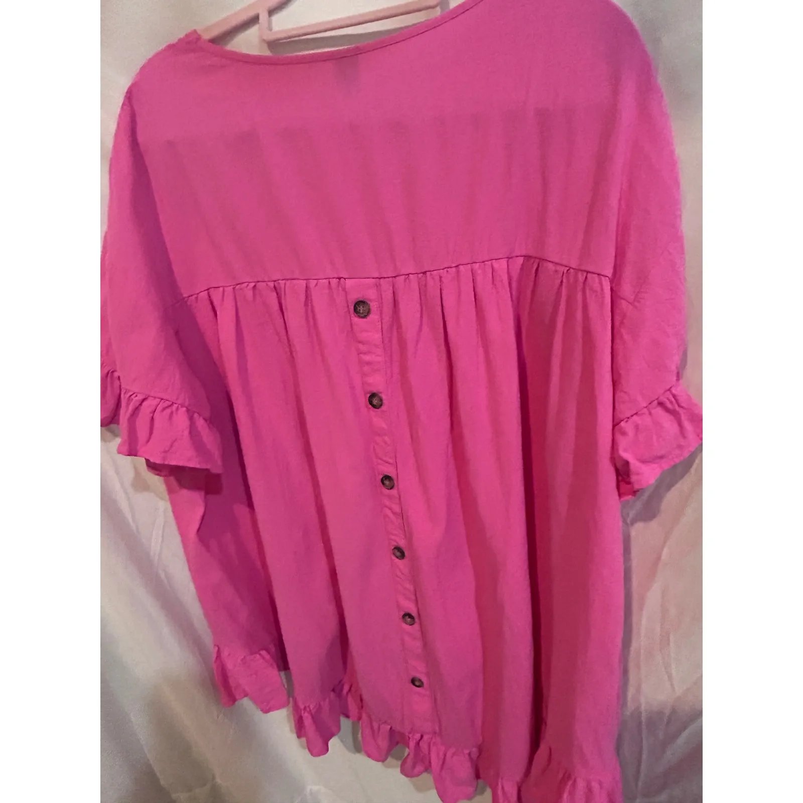 SHEIN CURVE Hot Pink Ruffle Hem High Low Tunic Top Plus Size 1X - Image 9