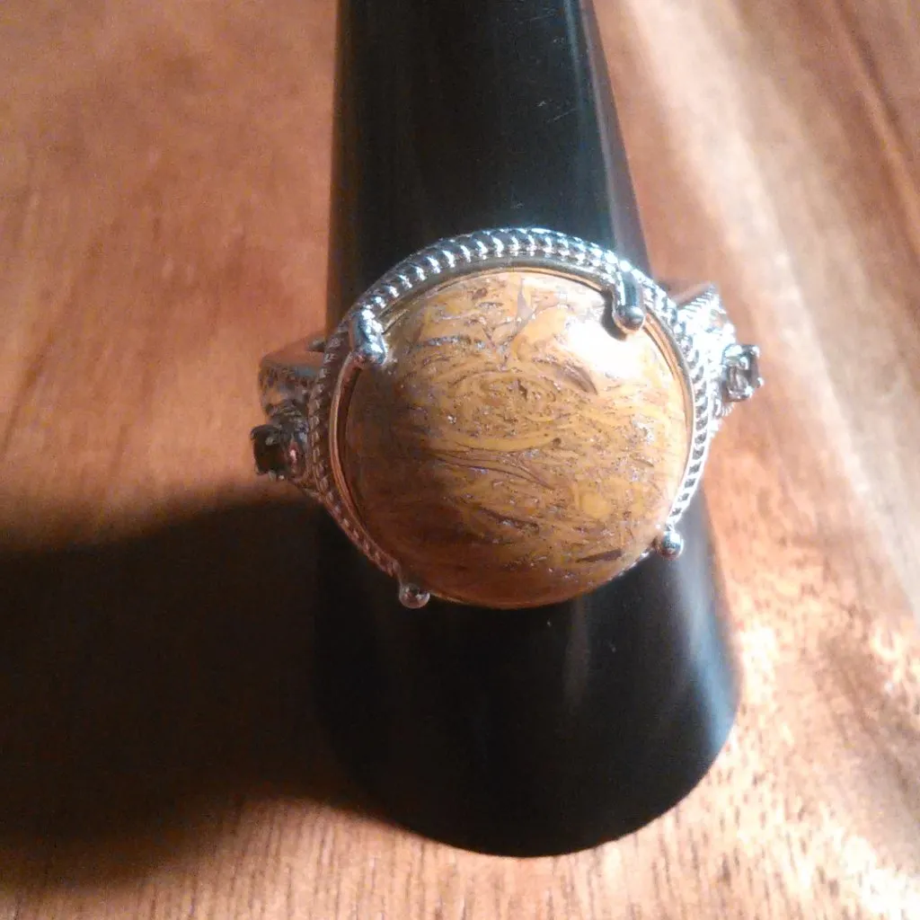 Script Stone And Smokey Quartz Solitaire Copper Ring (Size 9) - Image 14