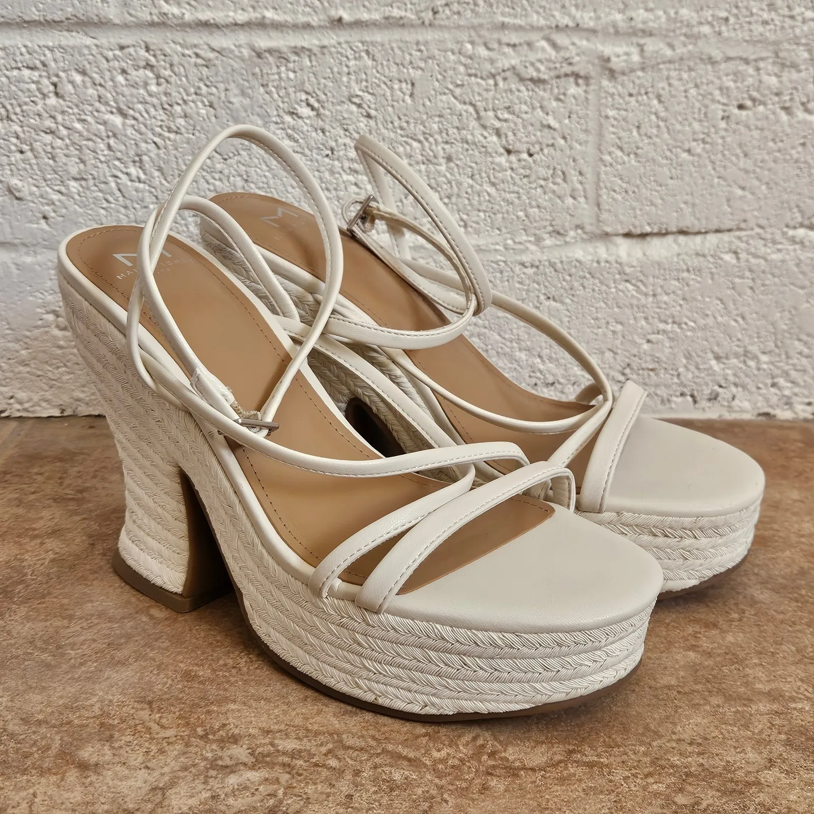 MARC FISHER Womens Ivory Strappy Padded‎ Fetch Round Toe Espadrille Shoes Size 9 - Image 3
