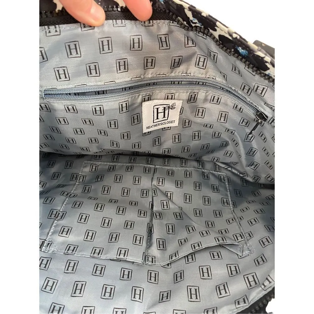 Heathers closet White and black printed tote bag with crossbody strap NWOT - Image 6