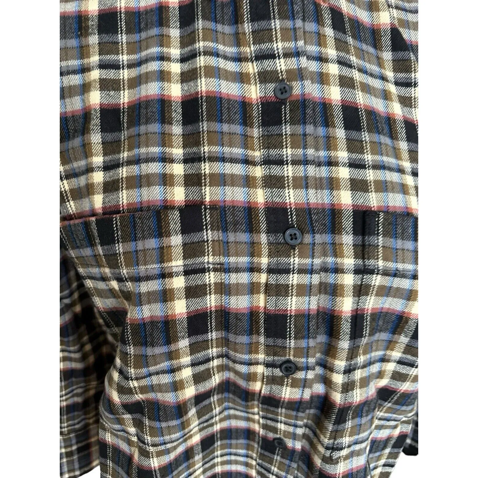 Everlane Boxy Plaid Flannel Shirt Brown Blue XS Cotton - Image 4