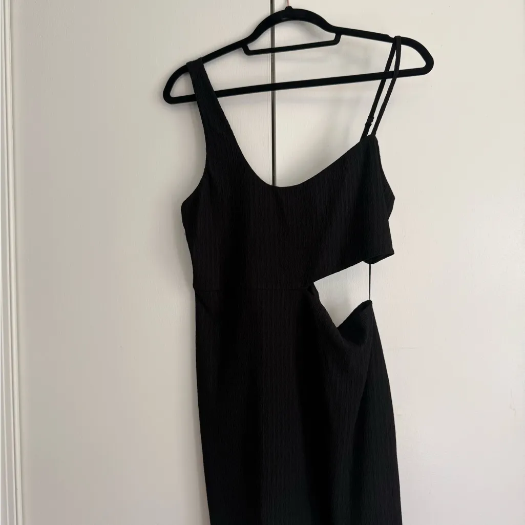 SOPHIE RUE Black Cutout Bodycon Midi Dress Spaghetti Straps Edgy Whimsigoth Chic - Image 7