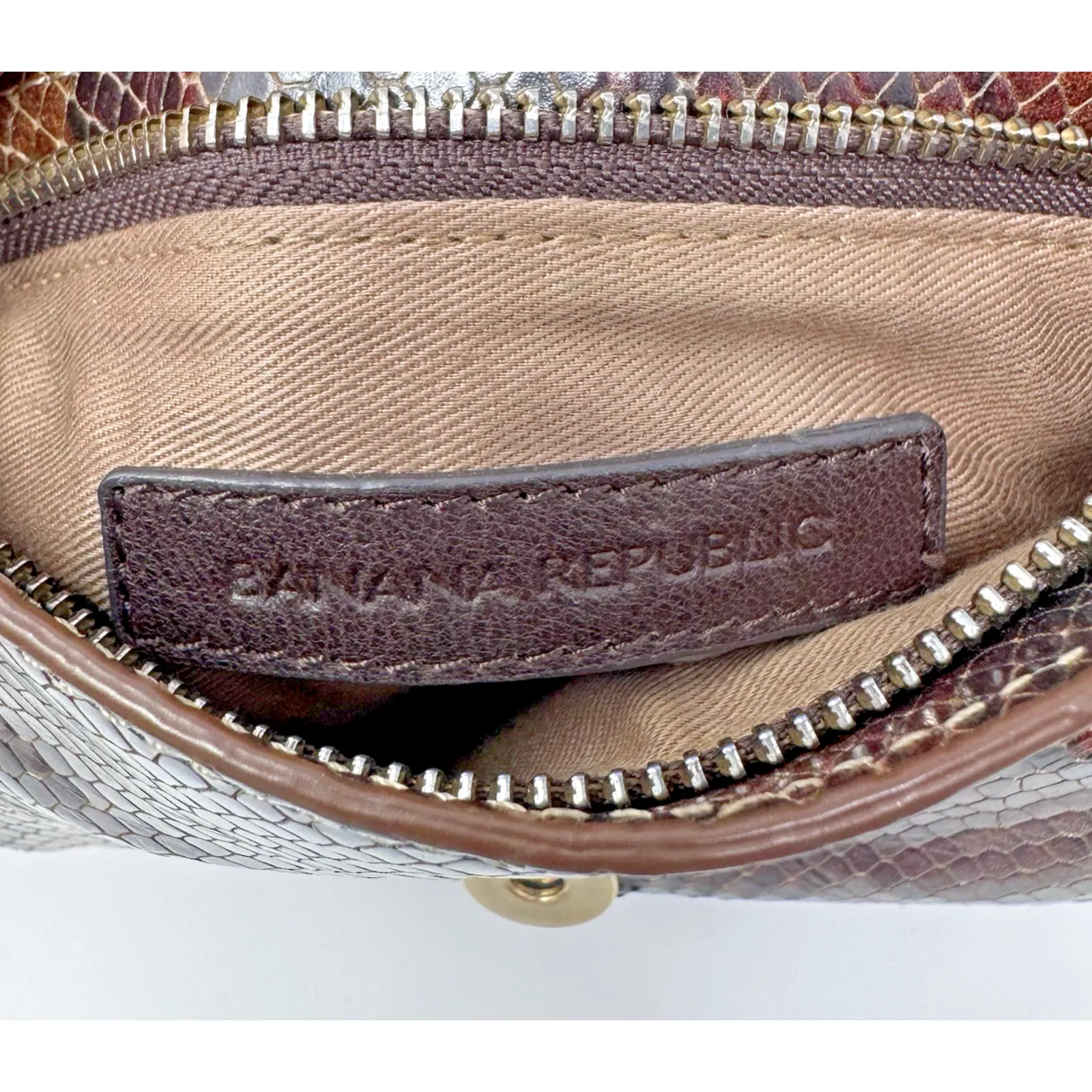 Vintage Banana Republic Mini Crossbody Snake Print Leather 26" Chain Strap - Image 3