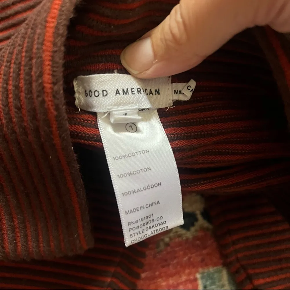 Good American Heavy horizontal Rib Wide Leg ankle Pants in Chocolate003 Size s - Image 5