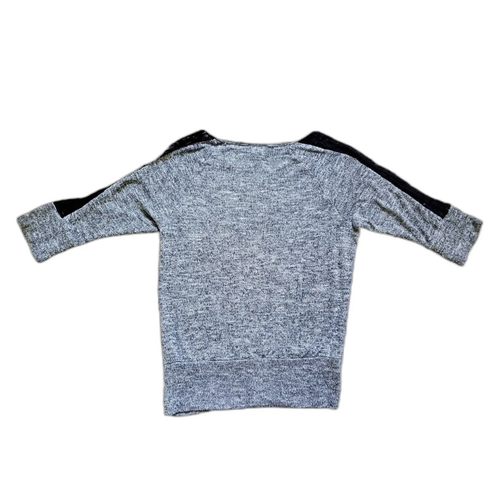 By & By Shirt Women Large Gray Black Lace Top Blouse Knit Long Sleeve USA Size undefined - Image 2