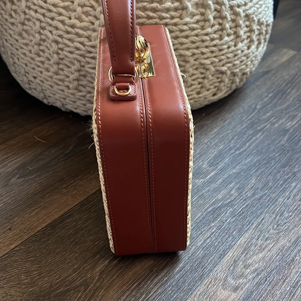 Mini Luna Leather & Rattan Box Bag - Image 2