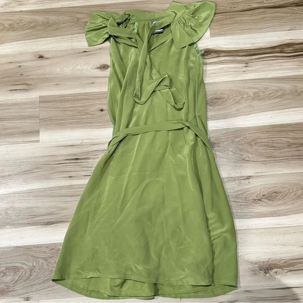 Anthropologie Girls From Savoy Silk Lime Juice Dress With Liner Women’s 14 - Image 2