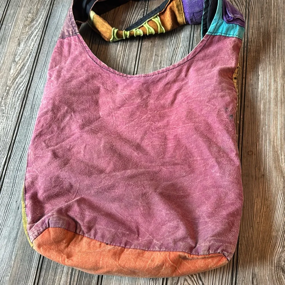 Colorful Patchwork Shoulder Bag boho bohemian hippie Purple - Image 2