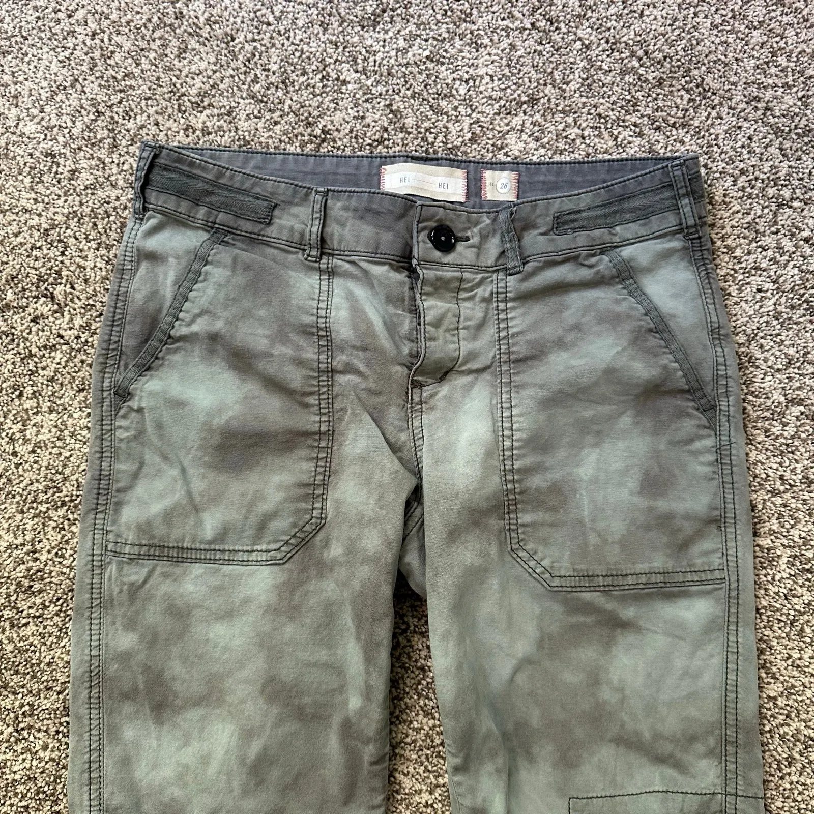 Hei Hei Anthropologie gray tie-dye cargo straight-leg pants size 26 - Image 3