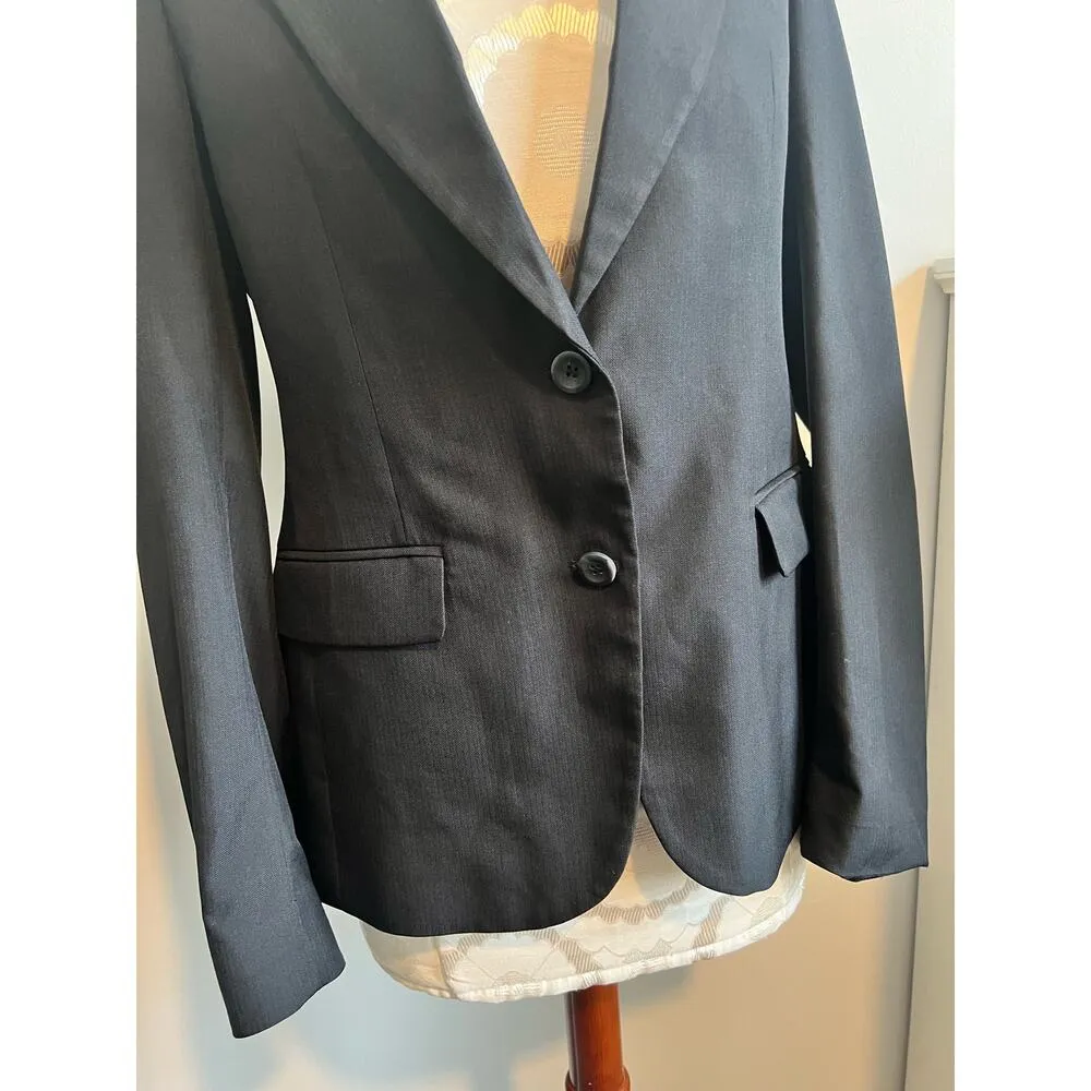 Linden Grey Women's Classic Black Button Up Blazer Regular Size 2 - Image 2