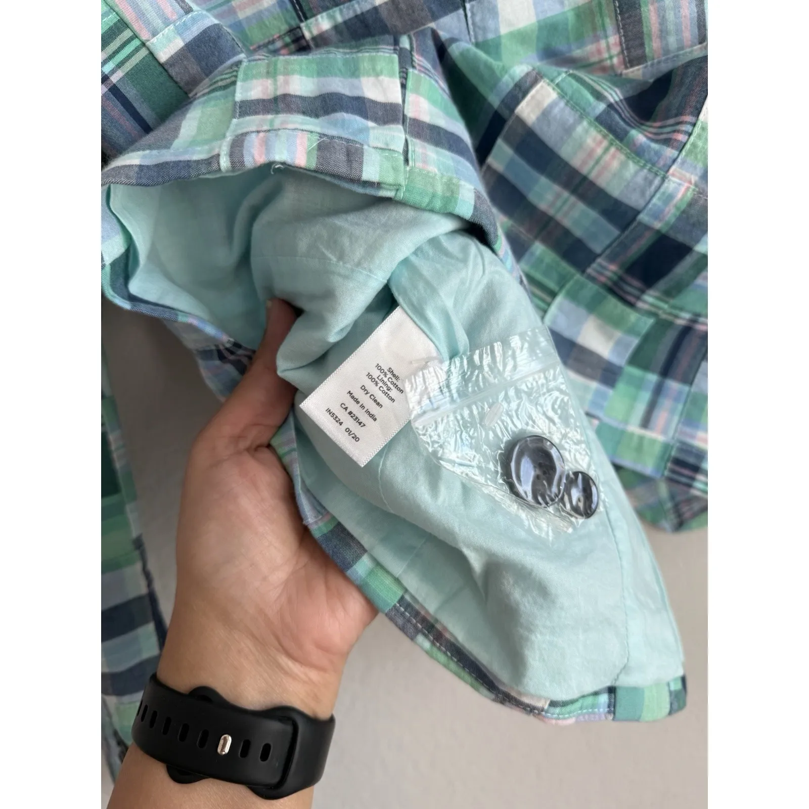 Talbots Blazer Women's 8‎ Petite Seersucker Madras Plaid Patchwork Lined Preppy - Image 12