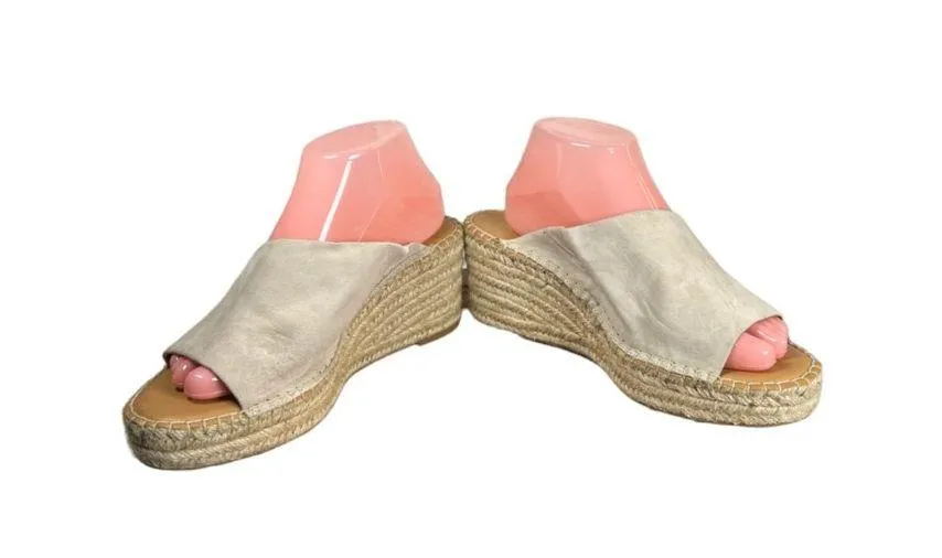 Preston & York Espadrille Wedge Cream Suede Size 9.5 - Image 6