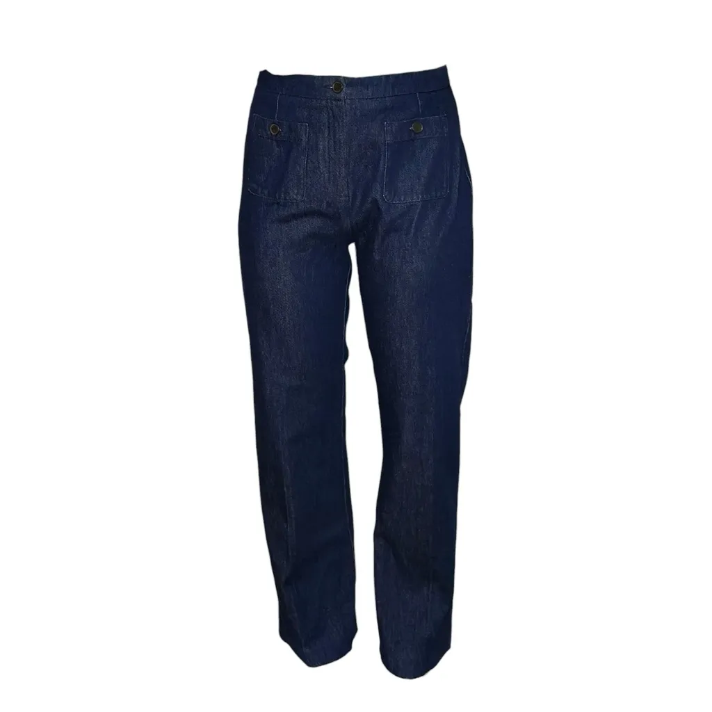 Sézane  Dan Straight Wide Leg Pants, Indigo, FR46/US14 - Image 3