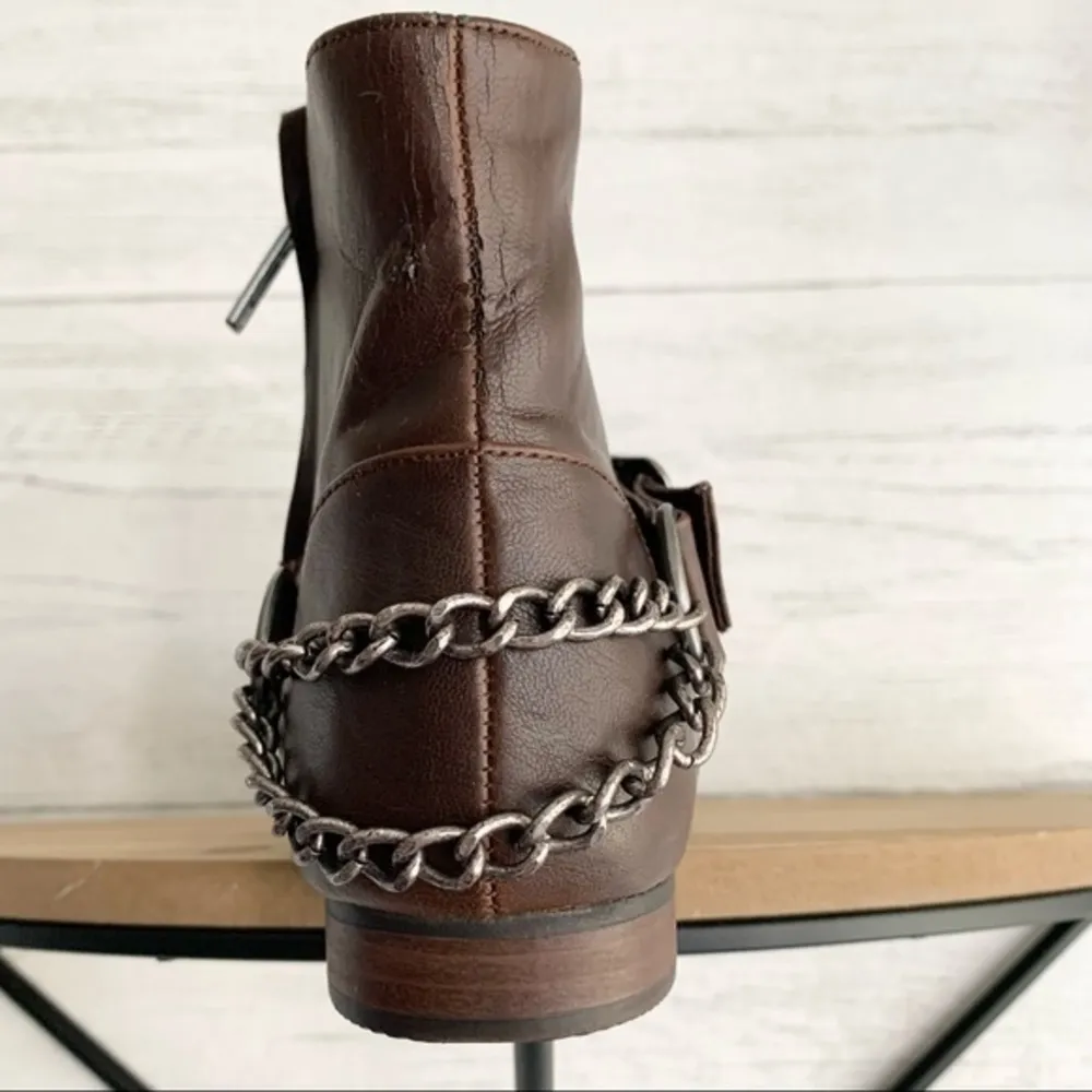 Zara TRF Brown Pointed Booties with Chain Detail - Image 4