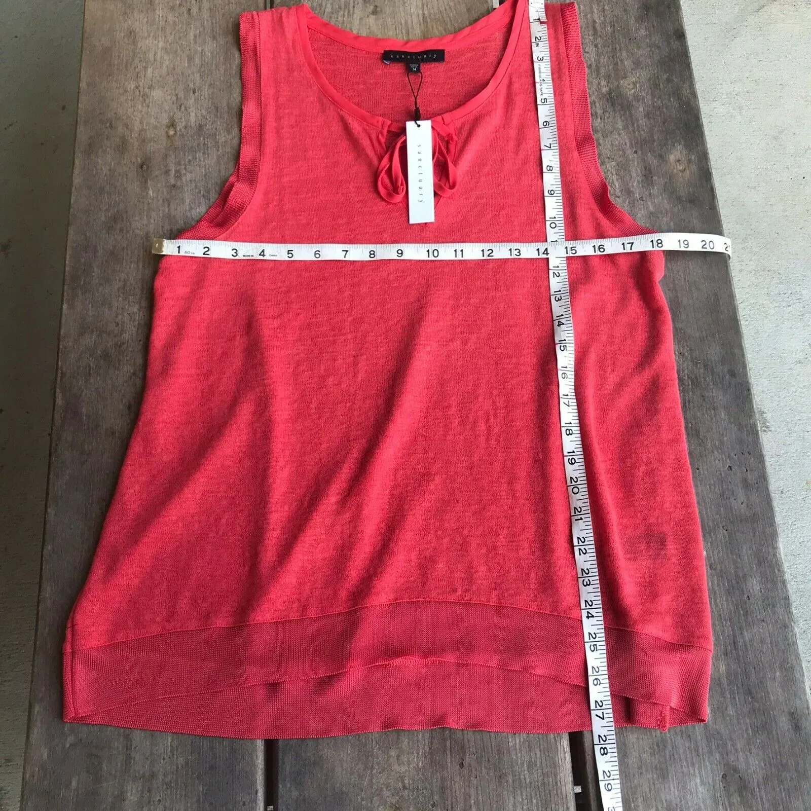 Sanctuary Womens Sweater Size Medium Coral Orange Tank Sleeveless Neck Ties‎ NEW - Image 5