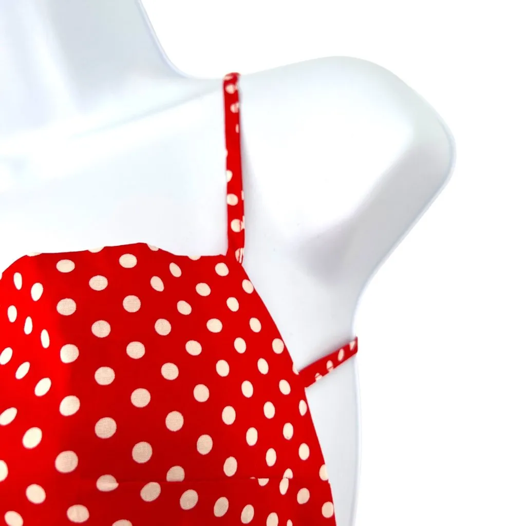 Fanco Red Polka Dot Peplum Open Back Crop Top Adjustable Tie Back Size Small - Image 3