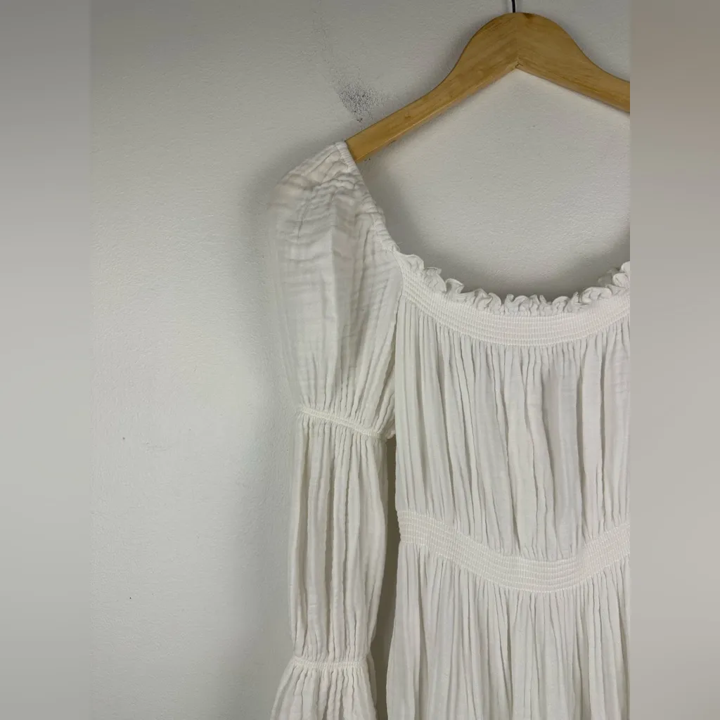 NOTHING FITS BUT Seine Maternity Gown Cotton Gauze Nursing Off Shoulder Sz S/M White - Image 6