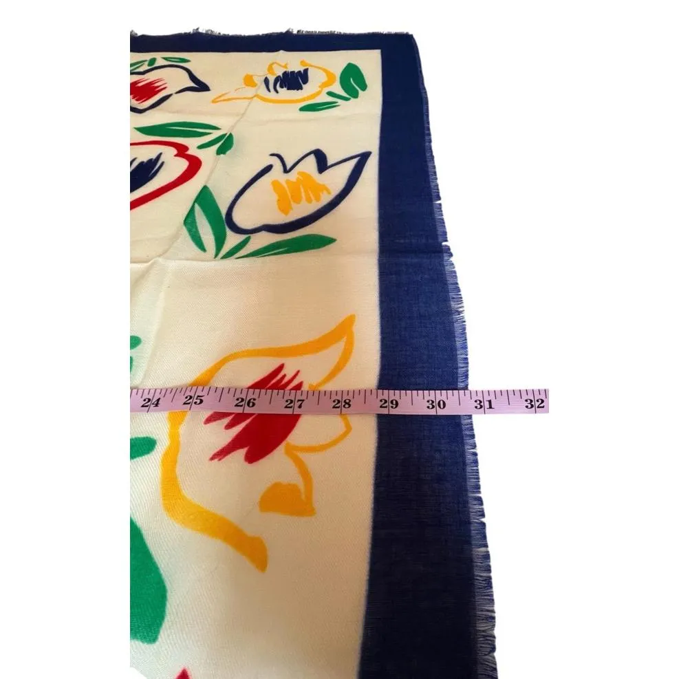 Vintage 80s Colorful Tulip 100% Acrylic Scarf Shawl, Made in Japan - Image 4