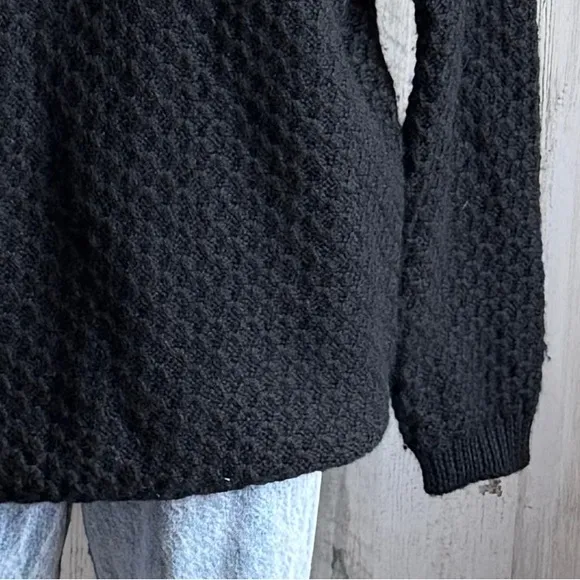 Vintage 100% Wool Black Chunky Knit‎ V - Image 5