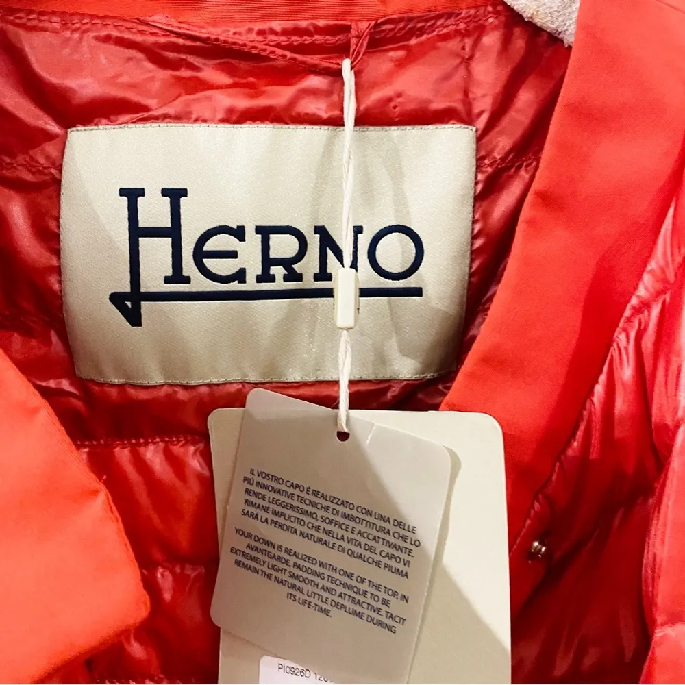HERNO women's ultralight lightweight down short jacket in rosso NEW - Image 5