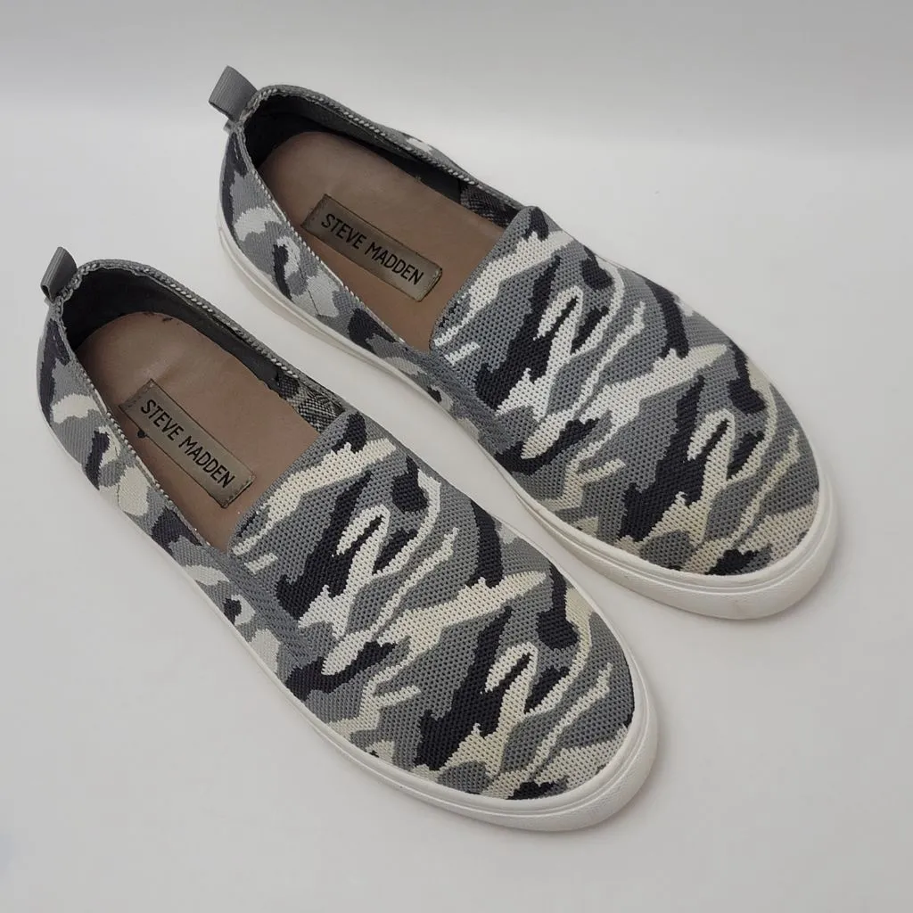Women's Steve Madden Maygee Gray Camo Knit Stretchy Slip-On Sneakers Size 9 - Image 3
