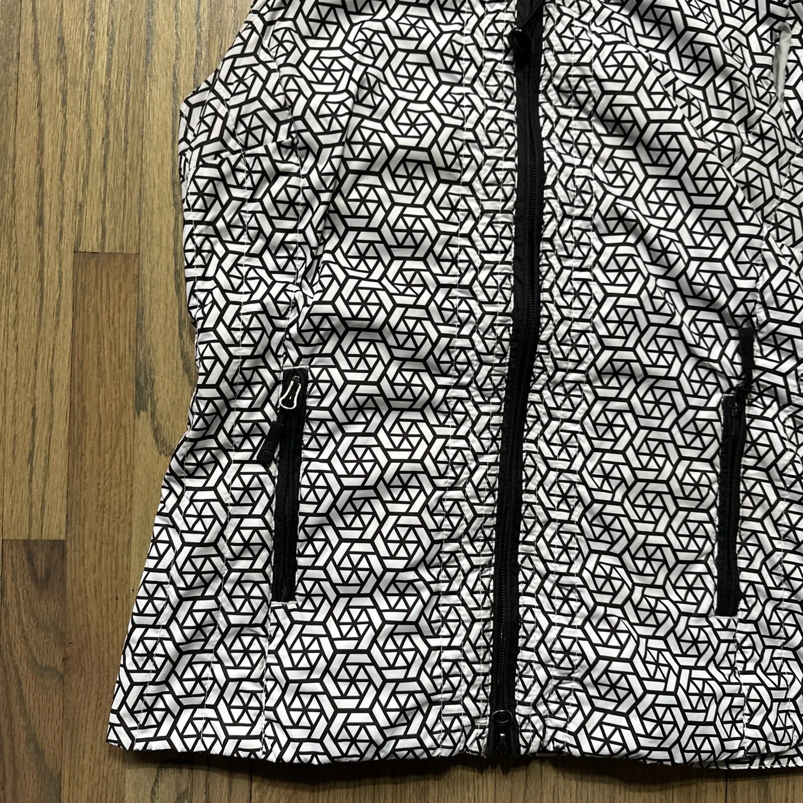 N'VO Women's Sz Small Black White Snake Print Windbreaker Vest Bike Golf - Image 3