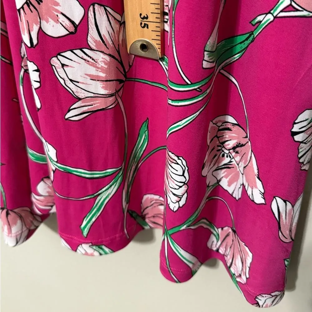 Leota women’s size 2L wild tulip Betty flutter midi v-neck floral dress stretch - Image 7