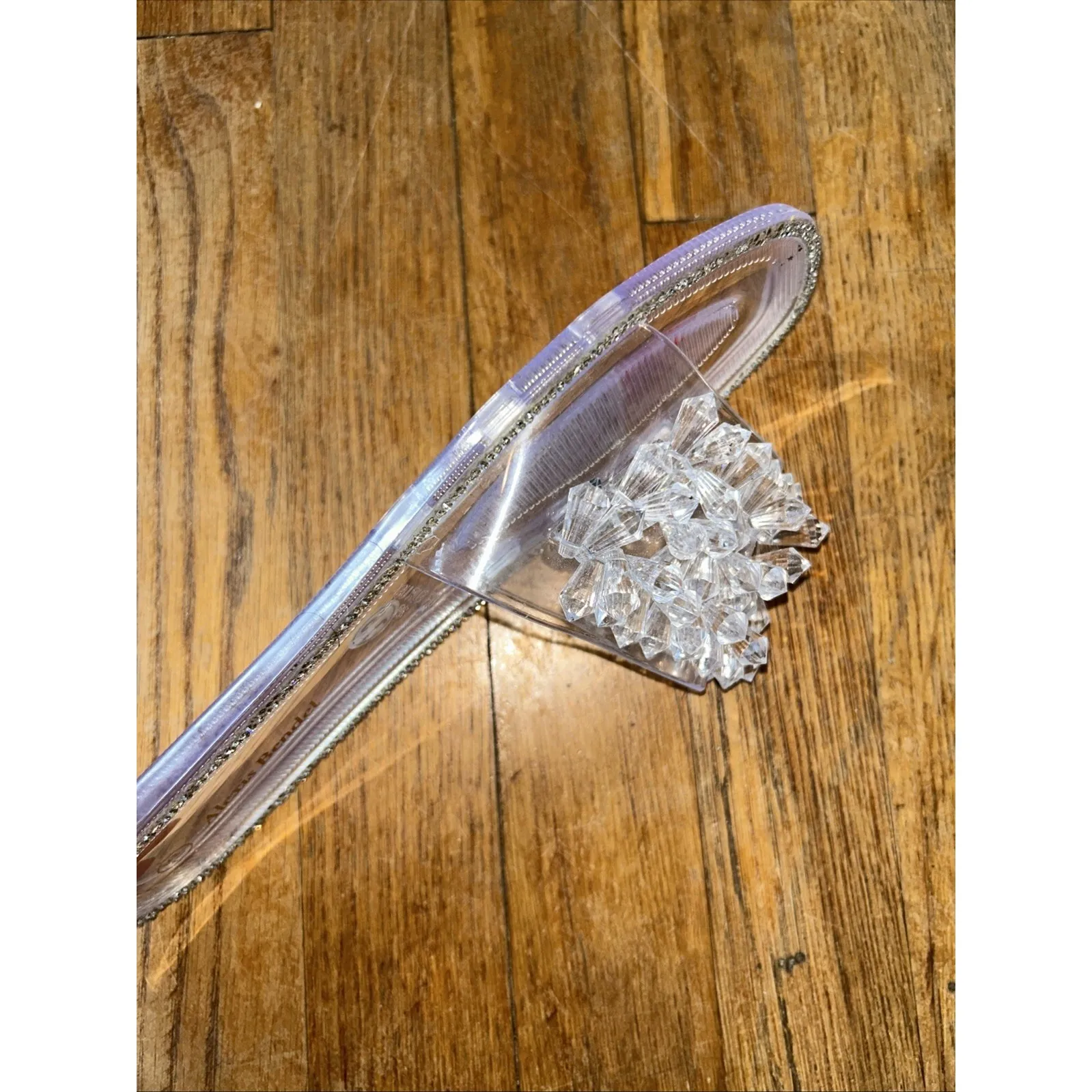 Alexis Bendel Clear Crystal‎ Slip On Papaya Sandals Women Size 7.5 Beaded - Image 3