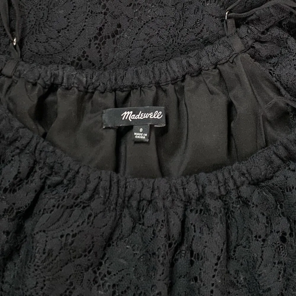 Madewell Black Dress Lace Dusk Off Shoulder Short Sleeveless Size 0 - Image 5
