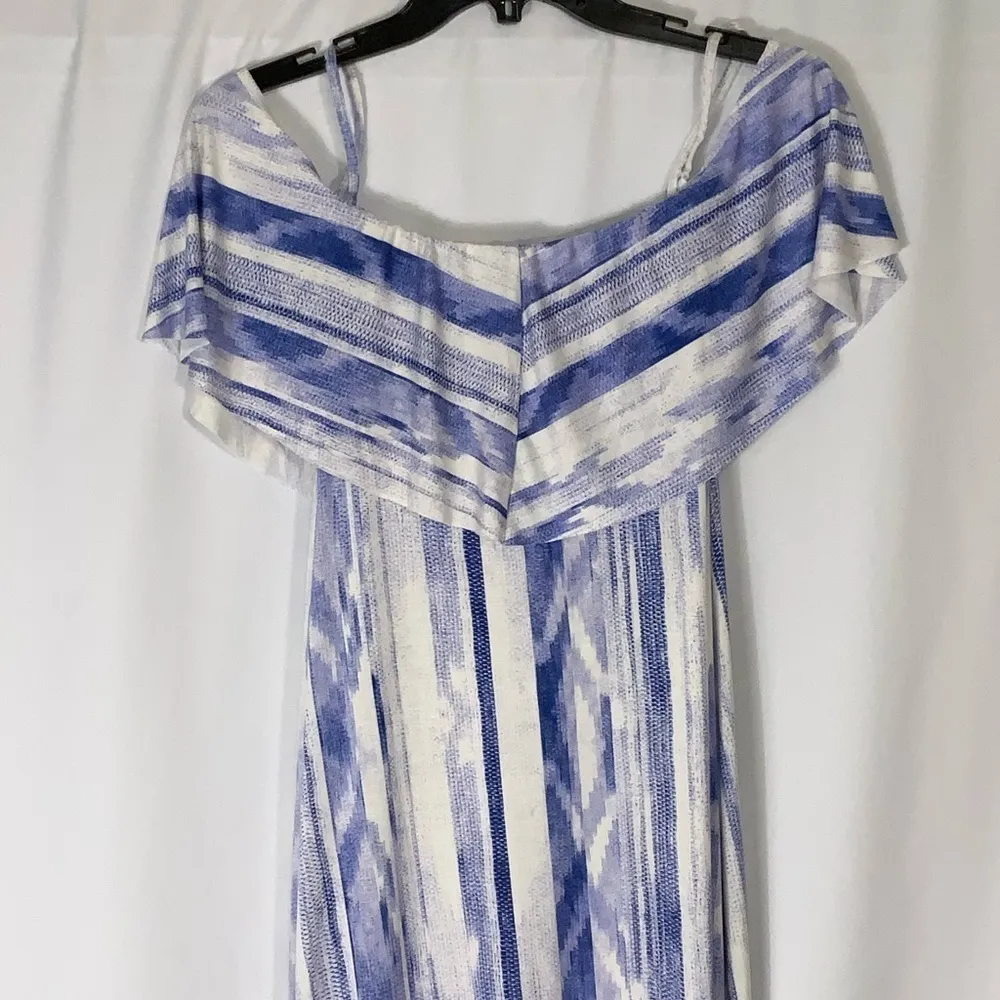 NWT  Blue & White Off Shoulder Stretchy Maxi Casual Vacation Dress S - Image 9