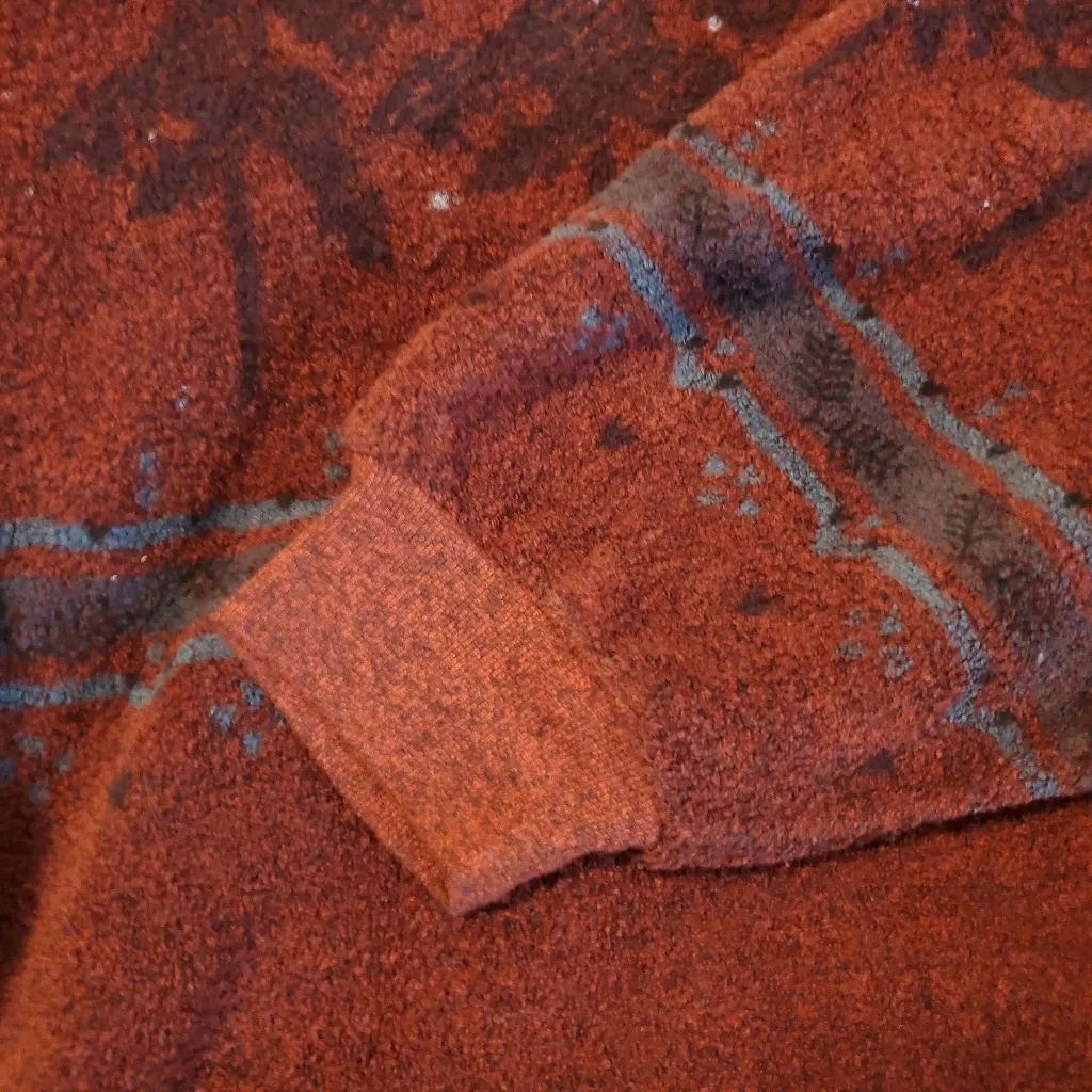 Artisians Red Vintage Terry Fabric Oversized Holiday Sweater - Image 2