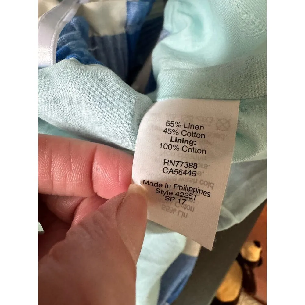 J. Crew Factory Blue Gingham Plaid Linen Cotton Pull On Mini Skirt Size 4 - Image 6