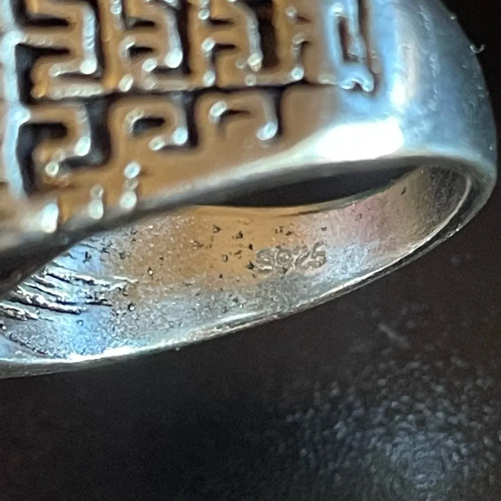 Natural black obsidian S925 silver ring size 8.5 - Image 7