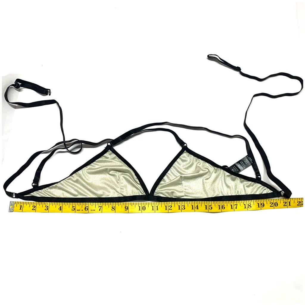 Widow Slinky Spandex Triangle Bralette Bikini Top Black Size XS - Image 14