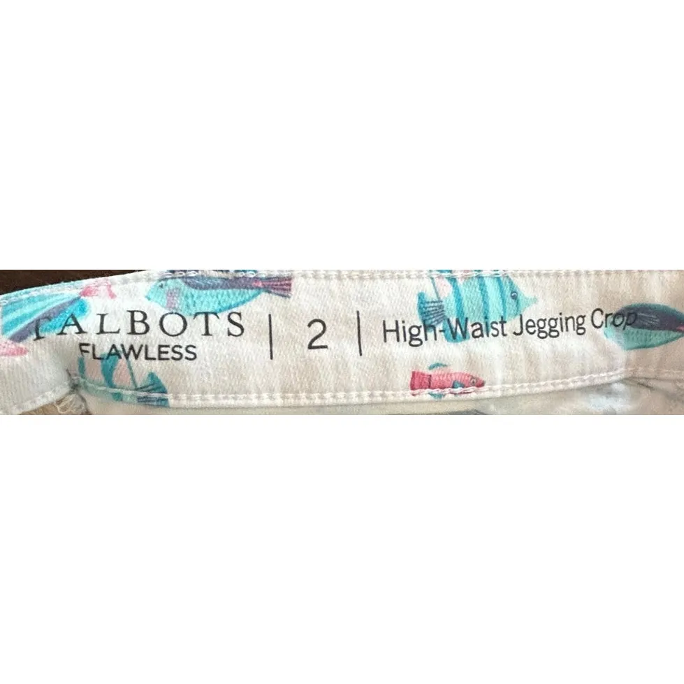 Talbots Flawless High Waist Jegging Crop Fish Print‎ Denim Pants Women's Size 2 - Image 7