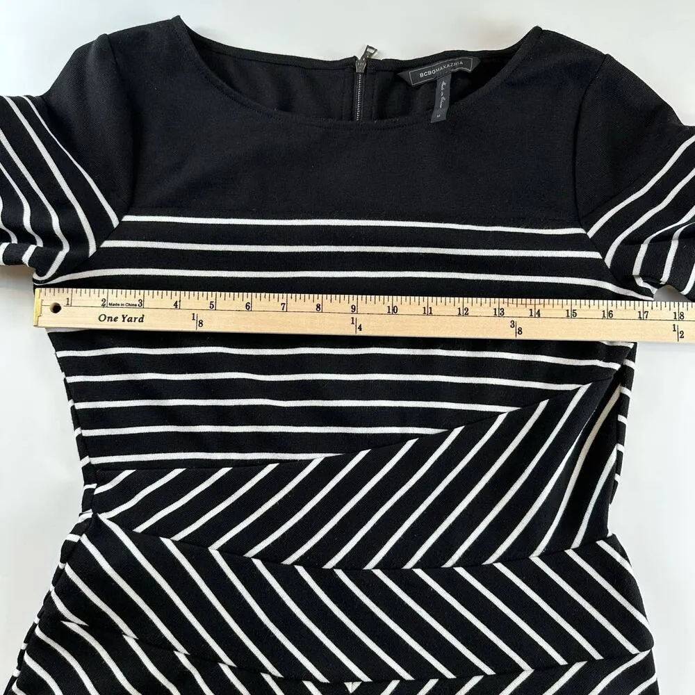BCBG Maxazria Koryn Black White Striped Dress 3/4 sleeves Size M - Image 5